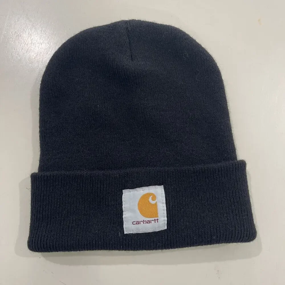 Carhartt Logo Cuffed Beanie Cap Winter Hat Black Men's One Size